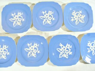 7 Harker Pottery Co Cameoware Dainty Flower Blue 6 5/8 " Bread & Butter Plates