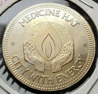 1975 Medicine Hat Alberta Trade Dollar - City With Energy - Unc