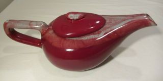 Mid Century Modern 1950 Vernon Kilns California Heritage Red Drip Glaze Teapot