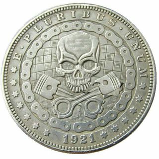 Hobo Nickel 1921 Usa Morgan Skull Zombie Skeleton Dollar Coin