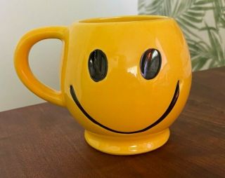 Vintage Mccoy Pottery Sunshine Yellow Smiley Face Smile Happy Coffee Mug Cup Mcm