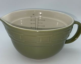 Longaberger Pottery Woven Traditions 3 Cup Measuring Batter Bowl Sage Green