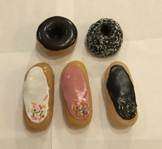 Vintage Mtc Play Food 5 Realistic Donuts 1987 Dunkin Donuts