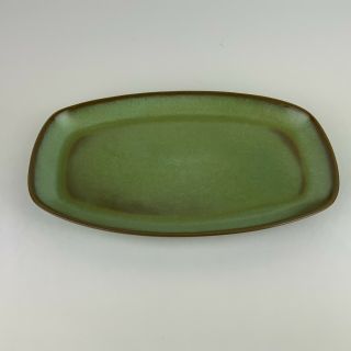 Vintage Frankoma Pottery Serving Platter 6p Plainsman Prairie Green