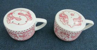 Vintage Royal China Pink Memory Lane Handled Salt & Pepper Shakers -