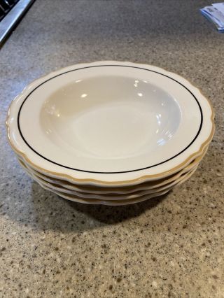 Vtg Syracuse China Dorado Restaurant Ware Set Of 4 Rimmed Soup Bowls