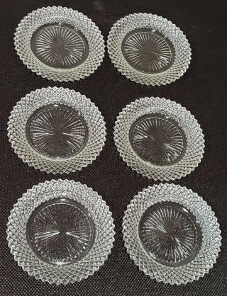 Set Of 6 Anchor Hocking Clear Miss America 5 3/4 " Bread And Butter Plates