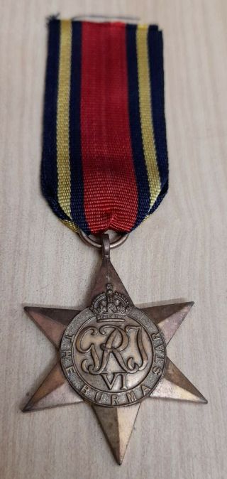 British India The Burma Star War Medal With Ribbon.  Kgv
