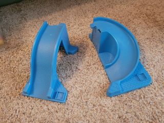 Vintage Fisher Price Little People Set Of 2 Blue Road Ramps For Main St 2500