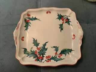 Villeroy & Boch Porcelain 8.  25 " Square Handled Cake Plate (holly) Luxembourg