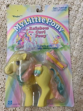 Vintage G1 My Little Pony Ringlet Rainbow Curl Pegasus Lovely Factory Curls