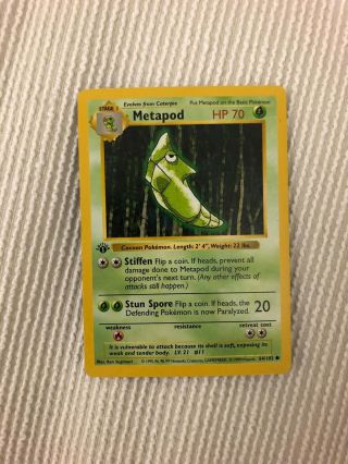 First Edition Metapod Shadowless Pokemon Card Unplayed Nm
