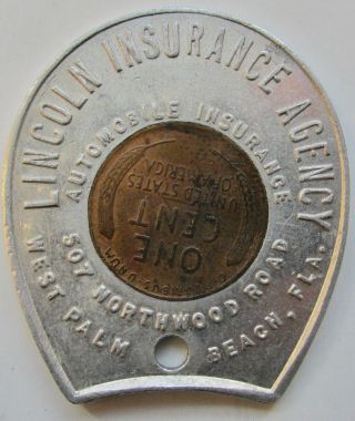 West Palm Beach Florida Lincoln Insurance Agency 1942 Encased Cent