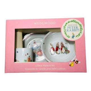 Wedgwood Peter Rabbit 3 Pc Nursery Set Mug Plate Bowl Beatrix Potter