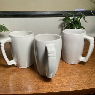 Frankoma Pottery Large Coffee Mugs White Set Of 3
