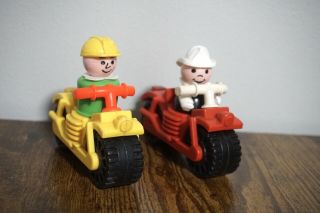 Vintage Fisher Price Little People Red And Yellow W/ Lp Motorcycle Rare Htf