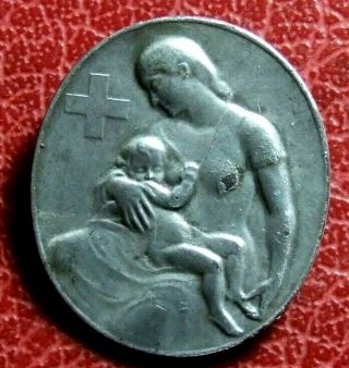 Woman Breastfeeding Switzerland 1 Viii 1945 Rare Pin Badge Huguenin