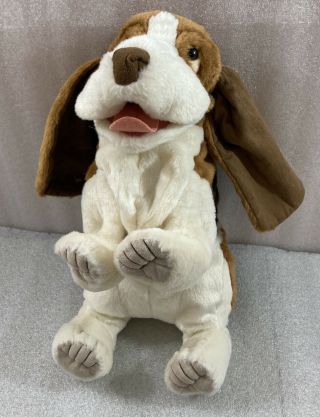 Folkmanis Basset Hound Puppy Dog Puppet Plush 15 " L Movable Mouth