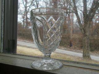 1870 Flat Diamond & Panel Eapg Pressed Pattern Flint Glass Egg Cup 3 Pc Mold