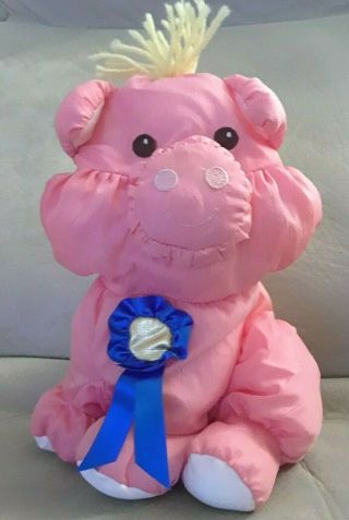 1997 Fisher Price Puffalump Blue Ribbon Pig Plush 9 " Stuffed Animal 1st Place