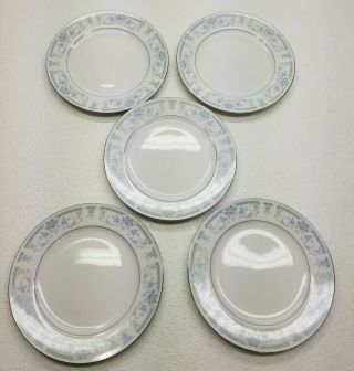 Blue Whisper By Sheffield Dinner Plates Vintage Fine Porcelain China Set Of 5