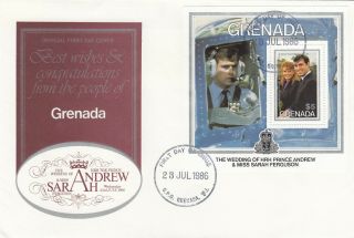 (50051v) Grenada Fdc Prince Andrew Fergie Wedding Minisheet 1986
