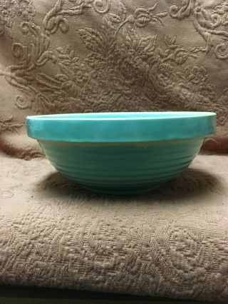 Stoneware 8” Bowl Turquoise Glaze Pottery Beehive Primitive Look Made In Usa