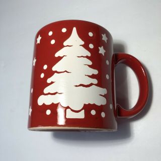 Vintage Waechtersbach W Germany Christmas Mug Cup Red With White Tree And Stars
