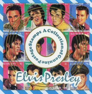 St.  Vincent Elvis Presley Commemorative $1 Stamp Sheet With Folder And Insert