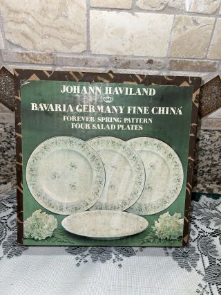 Johann Haviland Forever Spring Bavaria Germany 4 Salad Plates Fine China