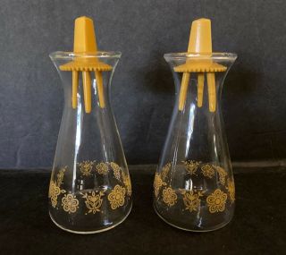 Vintage Corelle Corning Ware Pyrex Butterfly Gold Glass Salt & Pepper Shakers