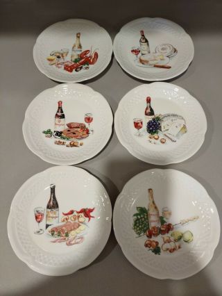 Philippe Deshoulieres Porcelain Appetizer Plates Set Of 6 France