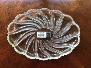 Mikasa Peppermint Frost Sweet Dish 9 1/2 " Oval Crystal Made In Germany Nwt