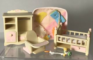 Calico Critters Baby Nursery Dollhouse Furniture Crib Armoire High Chair Toys