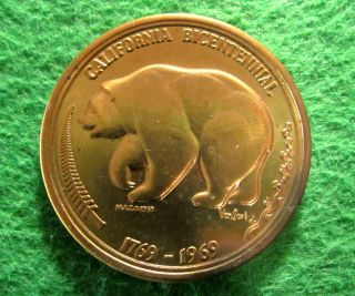 1769 - 1969 California Bicentennial Medal - Large 39mm Copper Bronze