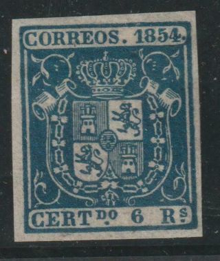 Spain 1854 Coat Of Arms 6 Reales Mh,  Certificate - Cat.  $ 3,  650 / N0686