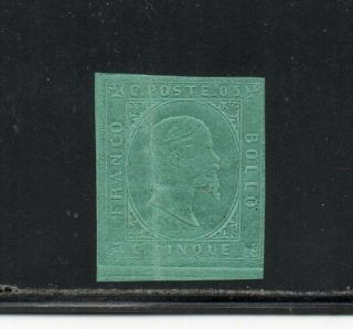 1853 Italy Sardinia Sa 4 5c Verde Color Cv $78300.  00