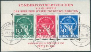 Germany (west Berlin) 1949 Mi Block 1 Währungsgeschädigten Charity (error)