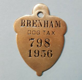 1956 Brenham Texas Dog Tax Tag Dog License Tag Vintage Exonumia 798