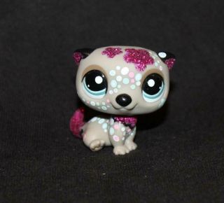 Littlest Pet Shop Sparkle Sea Otter 2152 Blue Eyes Gray Pink Flower Tan Glitter