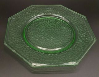1920 ' s Green Uranium Glass Octagon Plate Crackle 