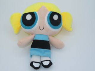 Powerpuff Girls Bubbles Doll Plush Stuffed Character Yellow Hair Blue Suction 8 "