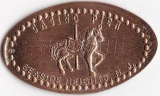 Elongated Souvenir Penny: Casino Pier Seaside Heights,  Nj (carousel Horse) Z 170a