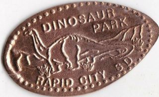Elongated Souvenir Penny: Dinosaur Park Rapid City,  Sd Z 155a
