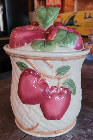 Franciscan Apple 8 1/2 " Woven Ceramic Canister Jar Lid