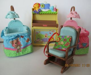 Fisher Price 2007 Loving Family Doll House Furniture - Twin Nursery Set.