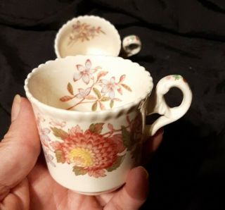 Vintage Copeland Spode Aster Porcelain Pair Demitasse Cups Crafted In England