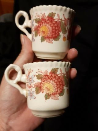 Vintage Copeland Spode Aster Porcelain Pair Demitasse Cups Crafted in England 2