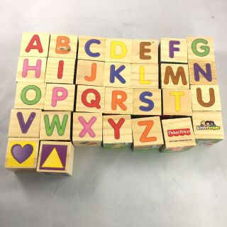 Little People Wooden Alphabet Blocks Abc Upper Lower Case Puzzle Blocks Toddler