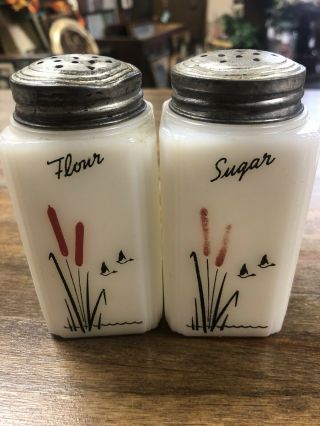 Tipp City Sugar & Flour Range Set Shakers Cattails Pattern